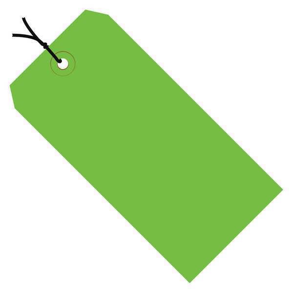 Shipping Tags, Pre-Strung, 13 Pt., 5 1/4" x 2 5/8", Green, 1000/Case