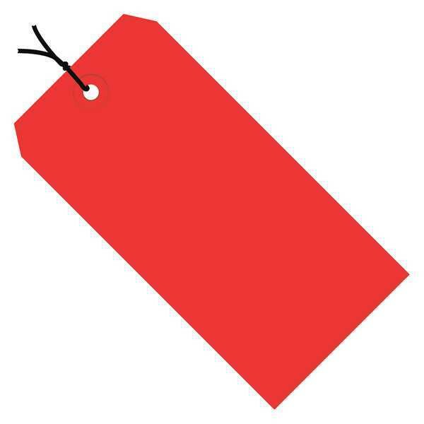 Shipping Tags, Pre-Strung, 13 Pt., 5 1/4" x 2 5/8", Red, 1000/Case
