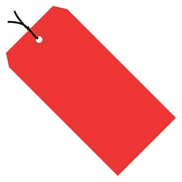 Shipping Tags, Pre-Strung, 13 Pt., 6 1/4" x 3 1/8", Red, 1000/Case