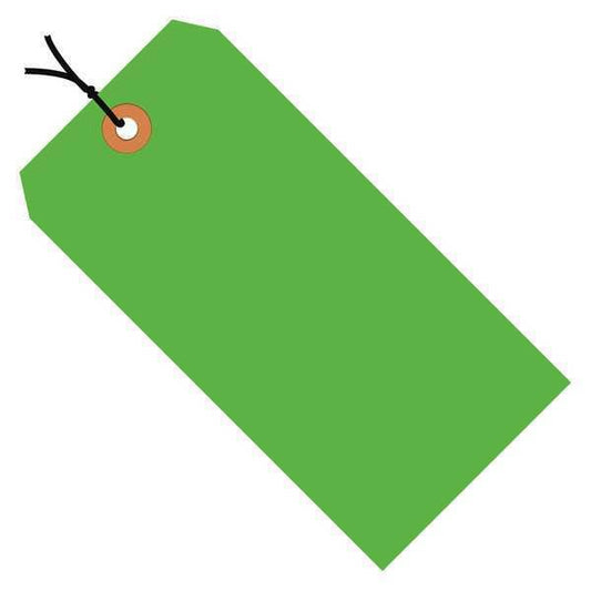 Shipping Tags, Pre-Strung, 13 Pt., 4 3/4" x 2 3/8", Fluorescent Green, 1000/Case