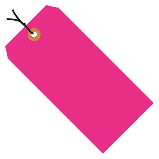 Shipping Tags, Pre-Strung, 13 Pt., 3 1/4" x 1 5/8", Fluorescent Pink, 1000/Case