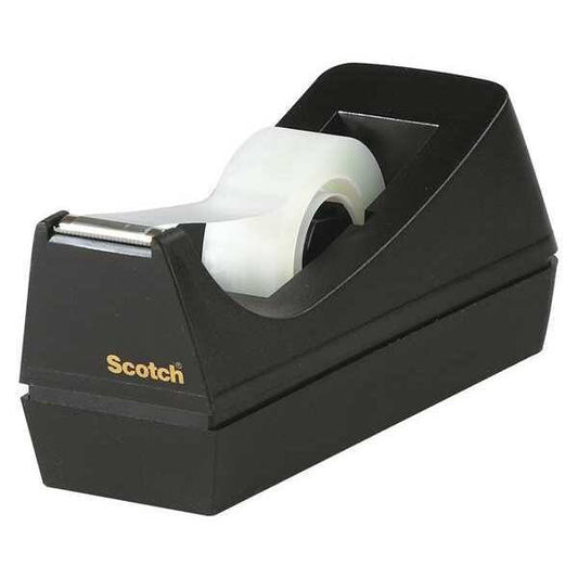 Table Top Tape Dispenser, 1"Core, Blk, 3/4" Max. Tape Width. Plastic, Black