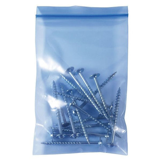 VCI Reclosable Poly Bags, 8" L, 6" W, Blue