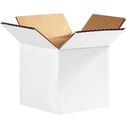 Corrugated Boxes, 4" x 4" x 4", White, 25/Bundle