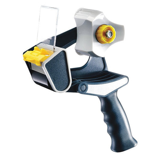 Handheld Tape Dispenser, 3 in Max. Tape Width. 5 1/2 in Tape Core Dia, Pistol, Blue, Gray
