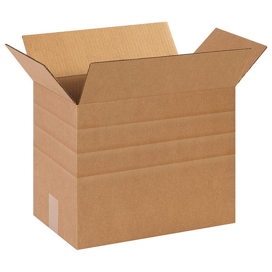 Multi-Depth Corrugated Boxes, 14 1/2" x 8 3/4" x 12", Kraft, 25/Bundle