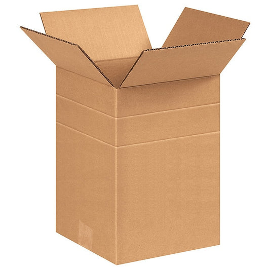 Multi-Depth Corrugated Boxes, 8 1/2" x 8 1/2" x 12", Kraft, 25/Bundle