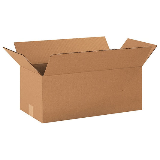 Long Corrugated Boxes, 20" x 10" x 8", Kraft, 20/Bundle