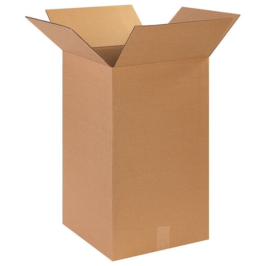 Tall Corrugated Boxes, 14" x 14" x 24", Kraft, 15/Bundle