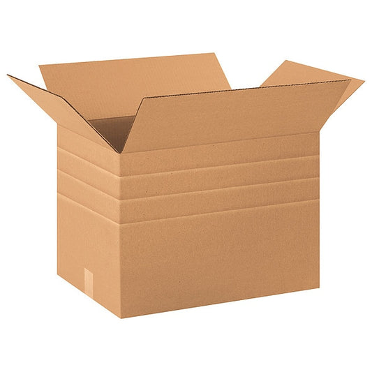 Multi-Depth Corrugated Boxes, 20" x 14" x 14", Kraft, 15/Bundle