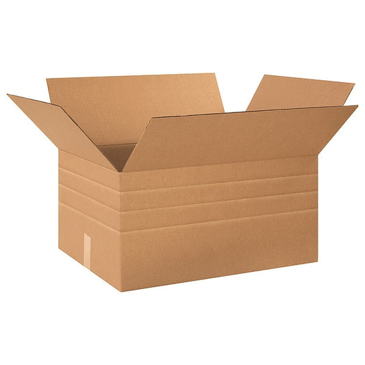 Multi-Depth Corrugated Boxes, 24" x 18" x 12", Kraft, 10/Bundle