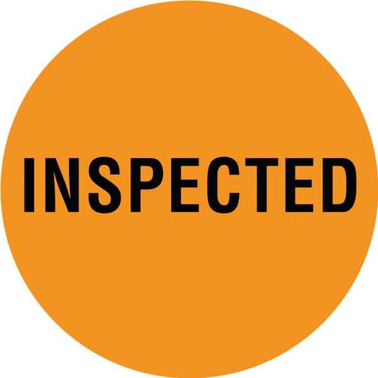 Circle Inventory Control Label, Inspected, Orange, Pk1000