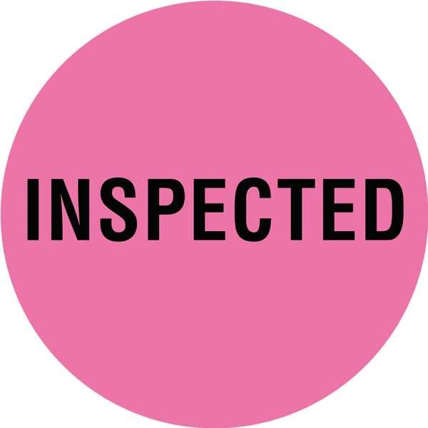 Circle Inventory Control Label, Inspected, Pink, Pk1000