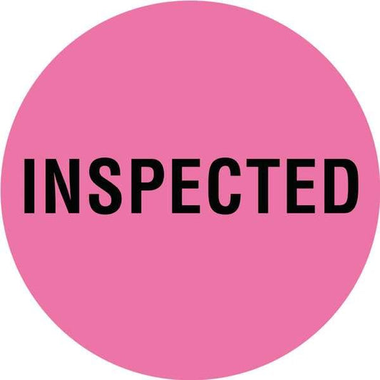 Circle Inventory Control Label, Inspected, Pink, Pk1000