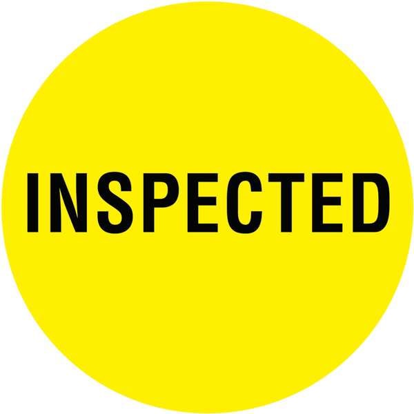 Circle Inventory Control Label, Inspected, Yellow, Pk1000