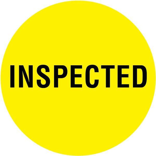 Circle Inventory Control Label, Inspected, Yellow, Pk1000