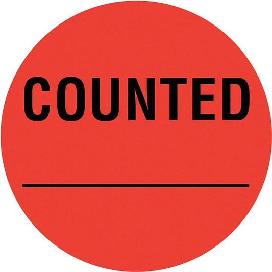 Inventory Control Label Red, Counted, Pk1000