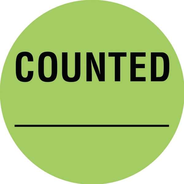 Inventory Control Label Green, Counted, Pk1000