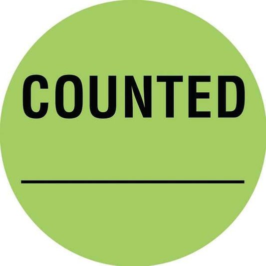 Inventory Control Label Green, Counted, Pk1000