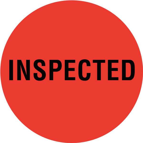 Circle Inventory Control Label, Inspected, Red, Pk1000