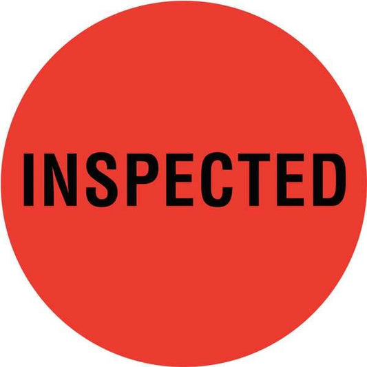 Circle Inventory Control Label, Inspected, Red, Pk1000