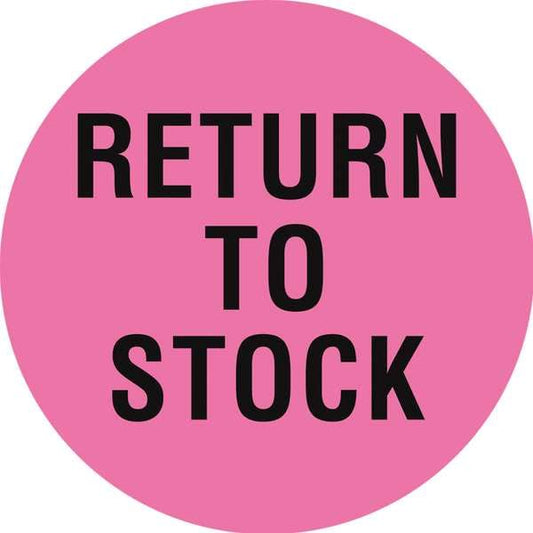 Circle Inventory Control Label, Return to Stock, Pink, Pk1000