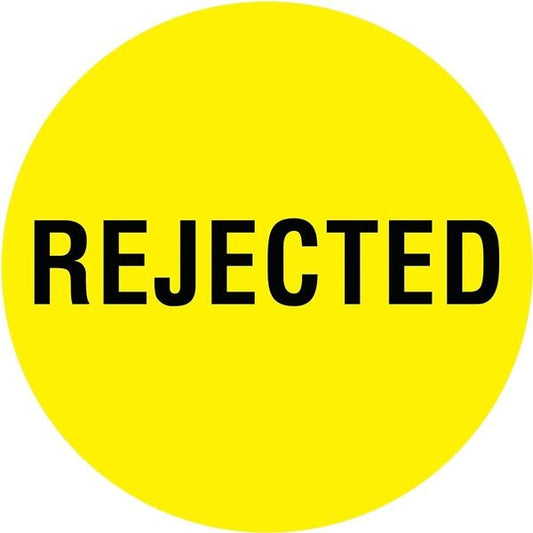 Circle Inventory Control Label, Rejected, Yellow, Pk1000