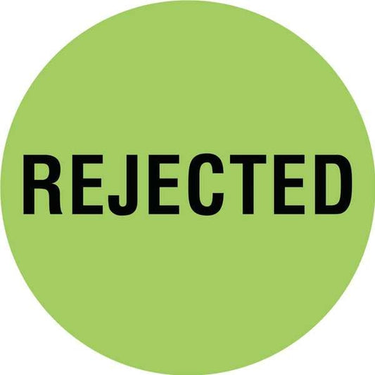 Circle Inventory Control Label, Rejected, Green, Pk1000