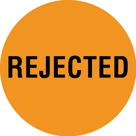 Circle Inventory Control Label, Rejected, Orange, Pk1000