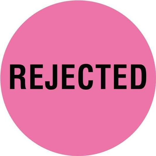 Circle Inventory Control Label, Rejected, Pink, Pk1000