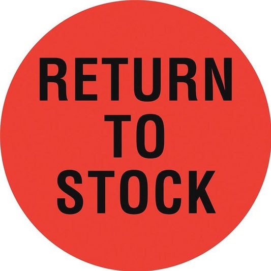 Circle Inventory Control Label, Return to Stock, Red, Pk1000