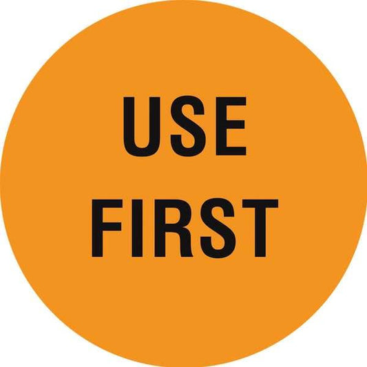 Circle Inventory Control Label, Use First, Orange, Pk1000