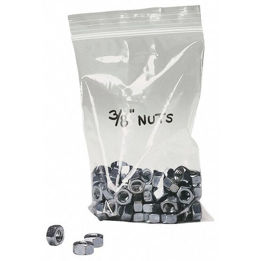 Reclosable Poly Bag, Zip Seal, 15 in L, 12 in W, 4 mil Thick, Low Density Polyethylene (LDPE)