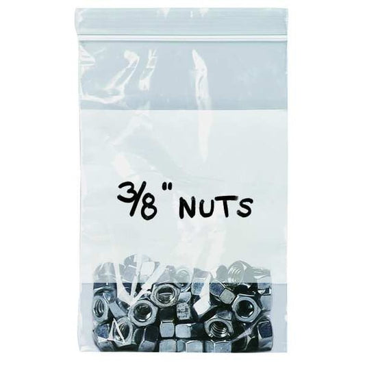 Reclosable Poly Bag, Zip Seal, 5 in L, 3 in W, 2 mil Thick, Low Density Polyethylene (LDPE), Clear