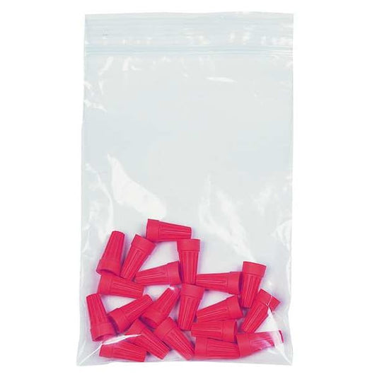 Reclosable Poly Bag, Zip Seal, 8 in L, 7 in W, 2 mil Thick, Low Density Polyethylene (LDPE), Clear