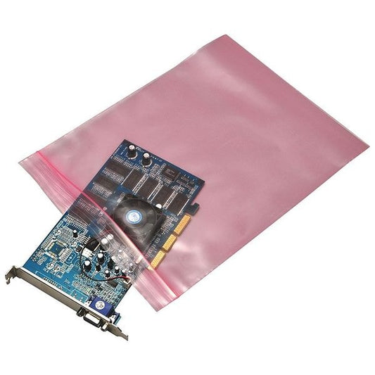 Reclosable Poly Bag, Zip Seal, 24 in L, 18 in W, 4 mil Thick, Low Density Polyethylene (LDPE), Pink