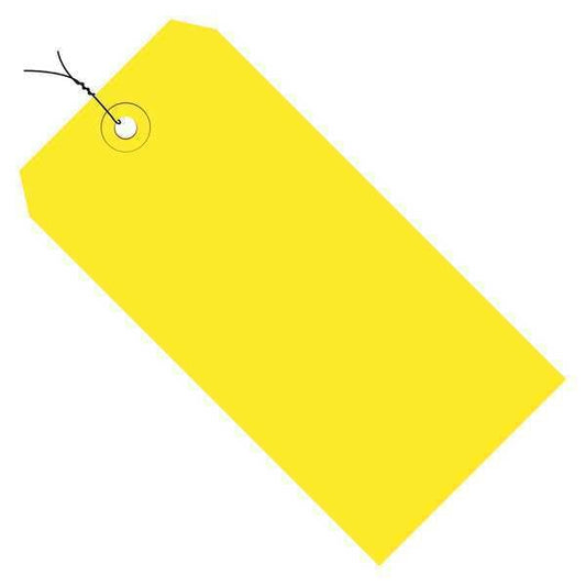 Shipping Tags, Pre-Wired, 13 Pt., 5 1/4" x 2 5/8", Yellow, 1000/Case