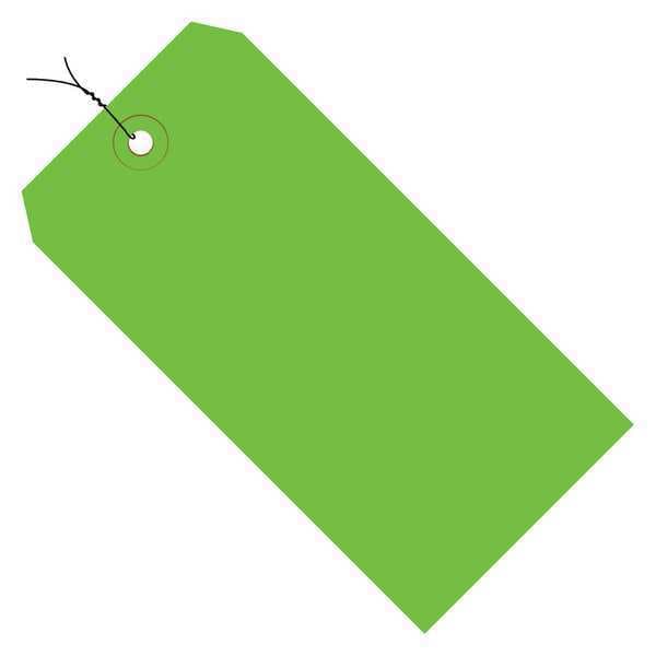 Shipping Tags, Pre-Wired, 13 Pt., 2 3/4" x 1 3/8", Green, 1000/Case