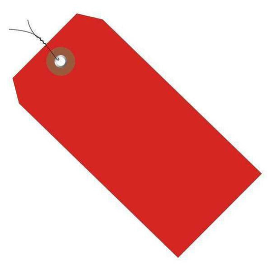 Plastic Shipping Tags, Pre-Wired, 4 3/4" x 2 3/8", Red, 100/Case