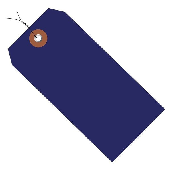 Plastic Shipping Tags, Pre-Wired, 4 3/4" x 2 3/8", Blue, 100/Case