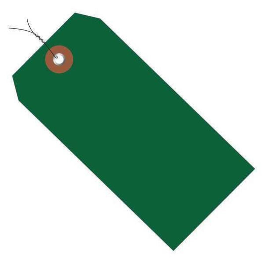 Plastic Shipping Tags, Pre-Wired, 6 1/4" x 3 1/8", Green, 100/Case