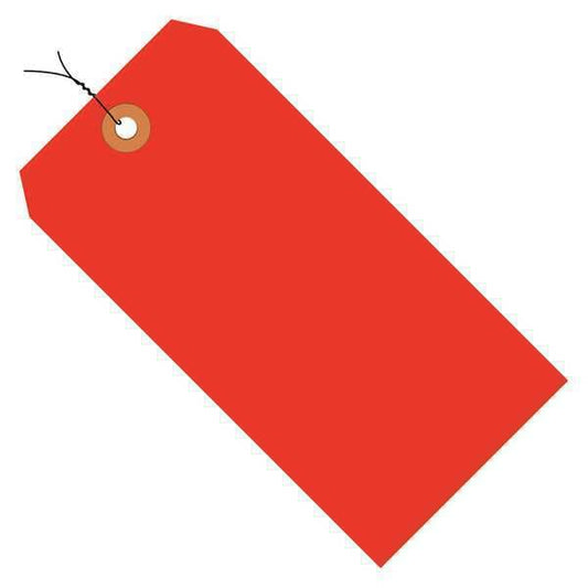 Shipping Tags, Pre-Wired, 13 Pt., 2 3/4" x 1 3/8", Fluorescent Red, 1000/Case