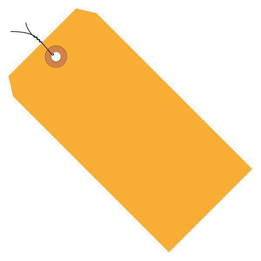 Shipping Tags, Pre-Wired, 13 Pt., 5 3/4" x 2 7/8", Fluorescent Orange, 1000/Case