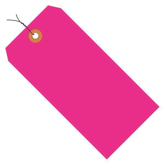 Shipping Tags, Pre-Wired, 13 Pt., 6 1/4" x 3 1/8", Fluorescent Pink, 1000/Case