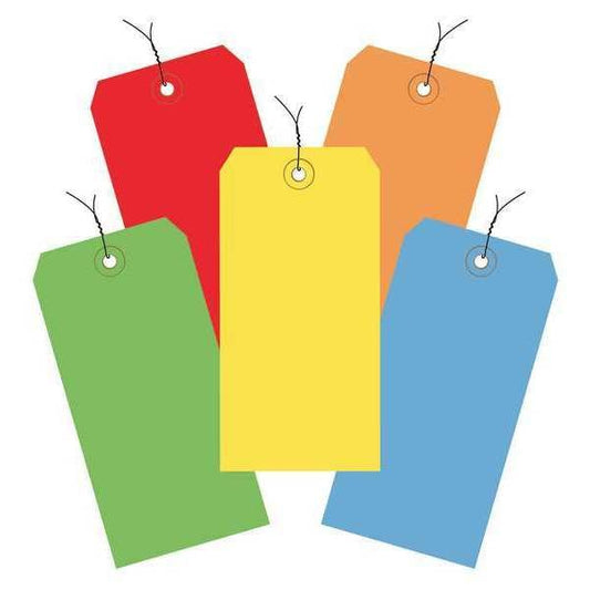 Shipping Tags, Pre-Wired, 13 Pt., 4 3/4" x 2 3/8", Assorted Color, 1000/Case