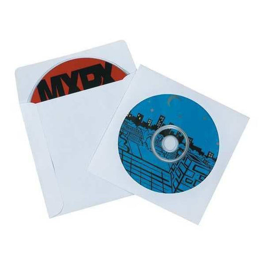 CD Sleeves, Paper Windowed, 4 7/8" x 5", Clear/White, 500/case