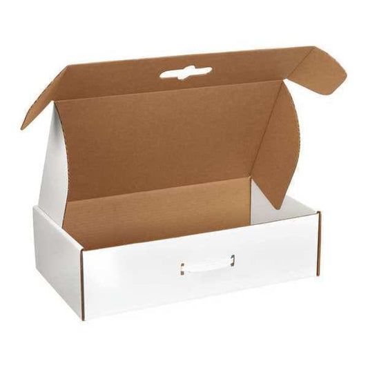 Corrugated Carrying Cases, 18 1/4" x 11 3/8" x 2 11/16", White, 10/Bundle