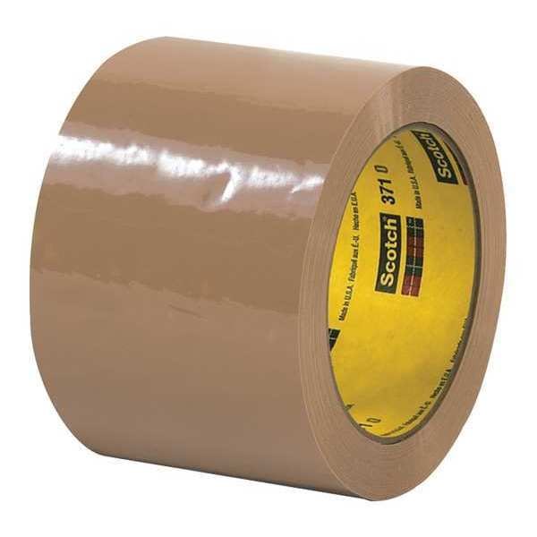 3M™ 371 Carton Sealing Tape, 1.9 Mil, 3" x 110 yds., Tan, 24/Case
