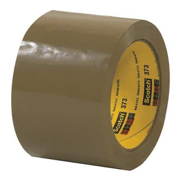3M™ 373 Carton Sealing Tape, 2.5 Mil, 3" x 110 yds., Tan, 6/Case