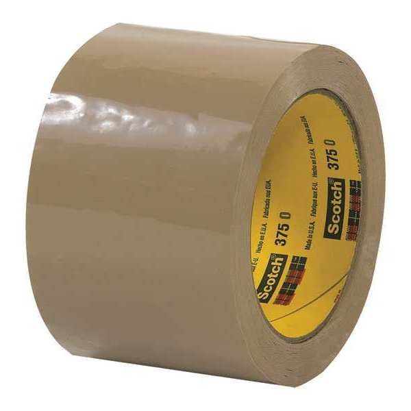 3M™ 375 Carton Sealing Tape, 3.1 Mil, 3" x 55 yds., Tan, 6/Case